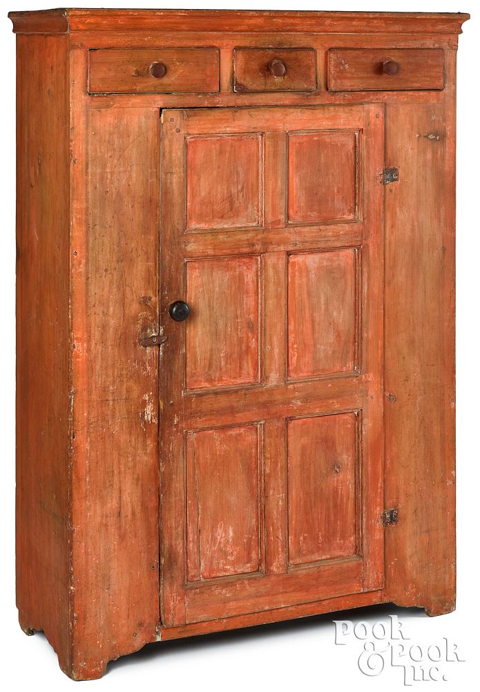 Appraisal: Pennsylvania painted poplar jelly cupboard th c Pennsylvania painted poplar