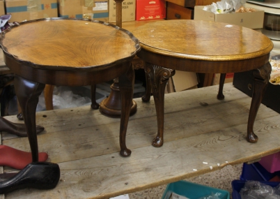 Appraisal: Walnut Coffee Table on Queen Anne Legs another similar and