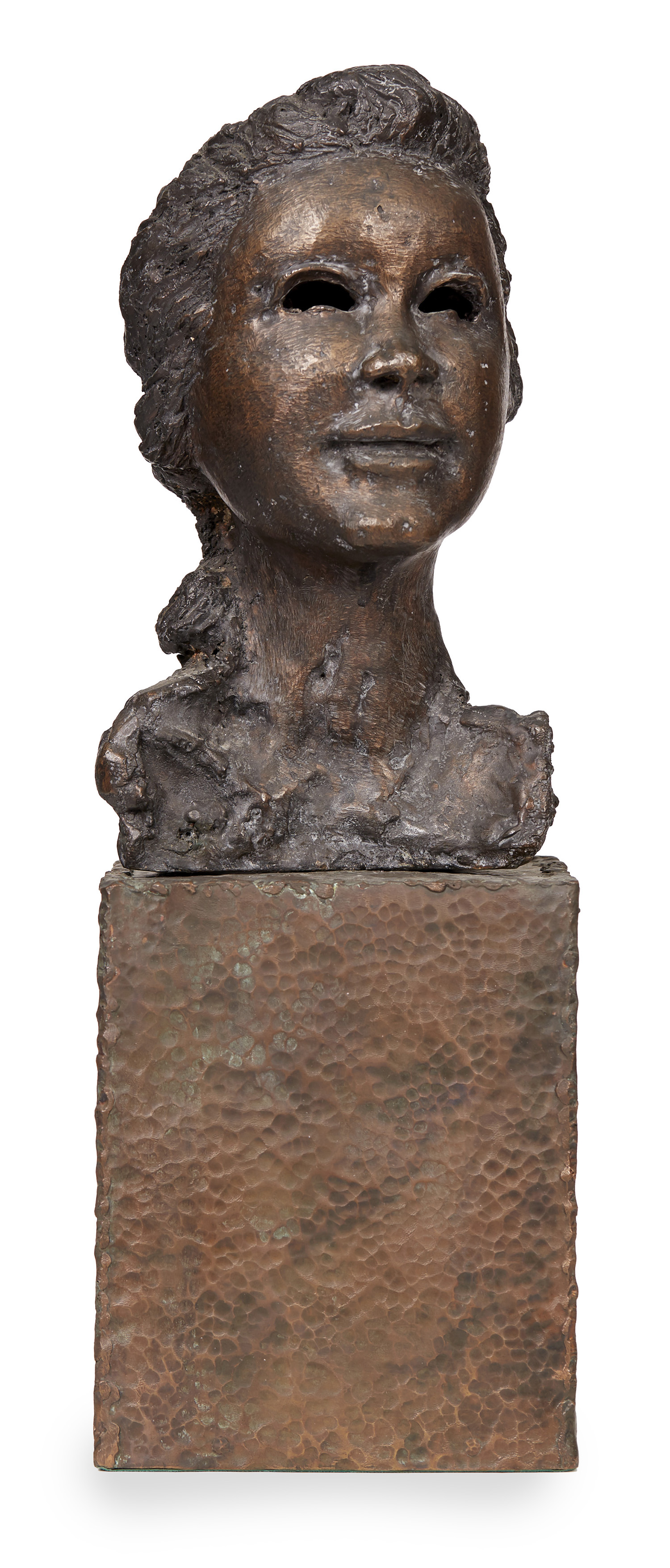 Appraisal: BRONZE BUST ON PLANISHED BRONZE STAND ARTISTS UNKNOWN Bust illegibly