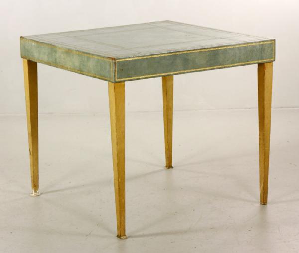 Appraisal: - Leather Top Card Table Card table with jade colored