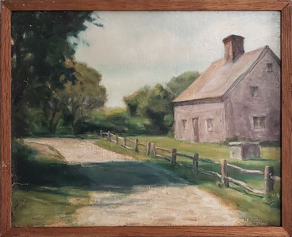 Appraisal: Lila Hetzel Oil on Canvas Oldest House - Nantucket Lila