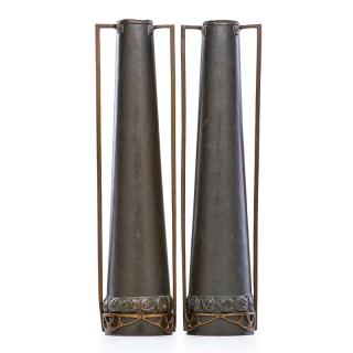 Appraisal: AUSTRIAN Pair of copper vase AUSTRIANPair of tall vases with