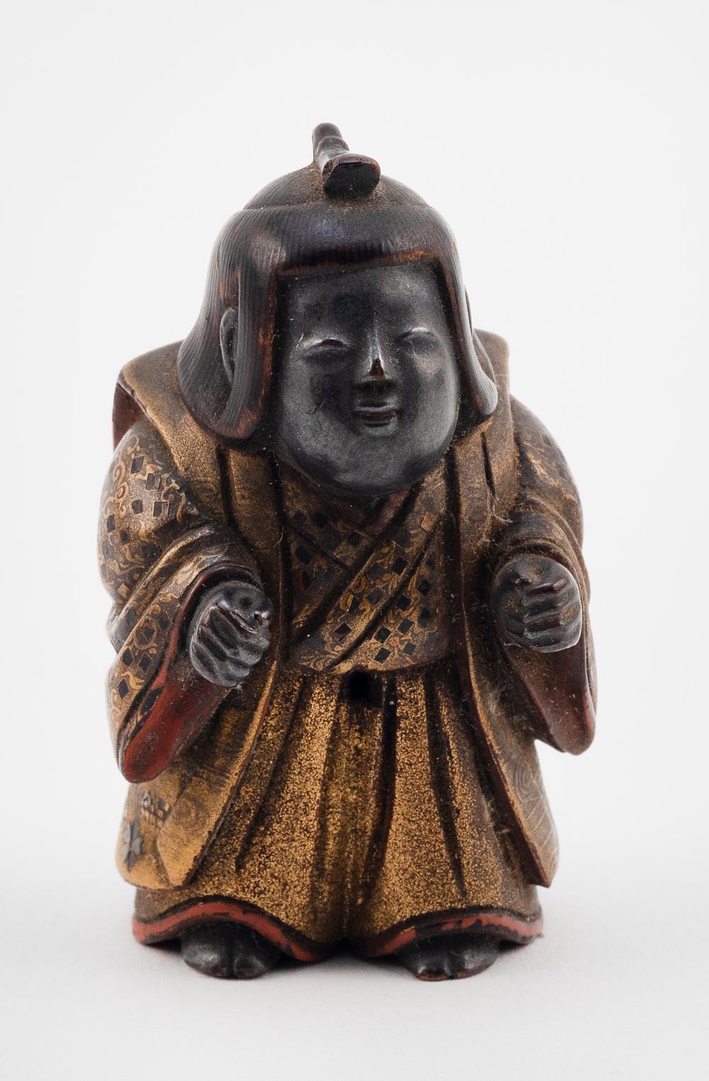 Appraisal: JAPANESE GILTWOOD OKIMONO NETSUKE MEIJI PERIOD HEIGHT JAPANESE GILTWOOD OKIMONO