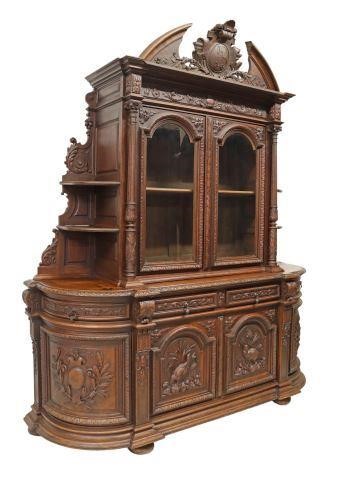 Appraisal: French Renaissance Revival hunt cupboard th c accented with substantial