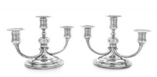 Appraisal: A Pair of American Silver Three-Light Candelabra Tiffany Co New