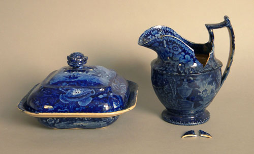 Appraisal: Two pieces of Historical blue Staffordshire th c to include