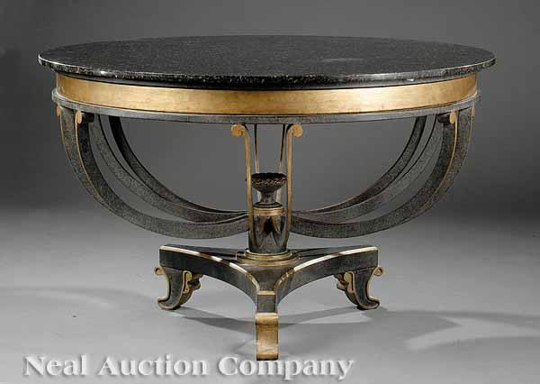 Appraisal: A Gilt and Patinated Iron Center Table of Neoclassical Inspiration