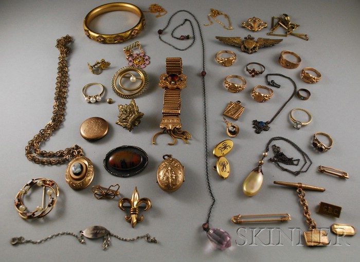 Appraisal: Group of Victorian Mostly Gold and Gold-filled Jewelry including a