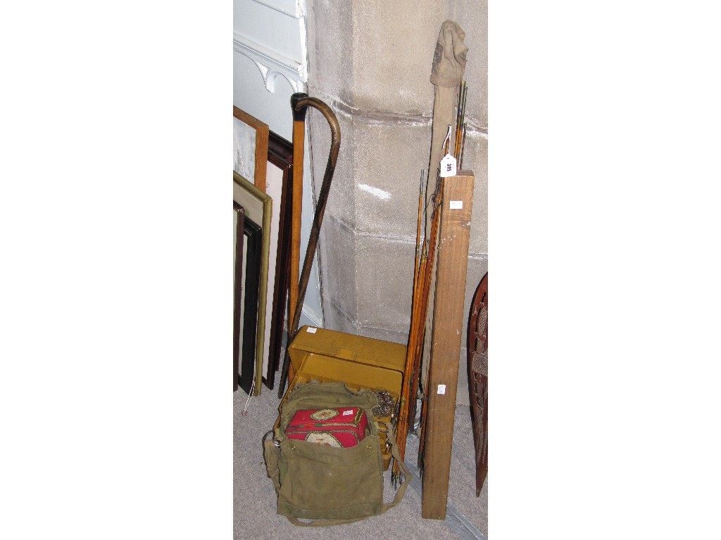 Appraisal: Lot comprising five assorted fishing rods and tackle box and