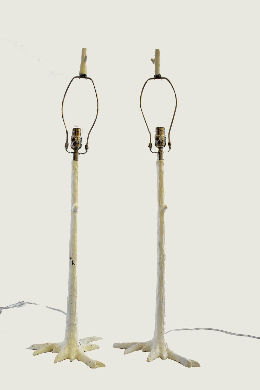 Appraisal: PAIR OF PAINTED CAST METAL BRANCH-FORM TABLE LAMPSContemporary Cast as