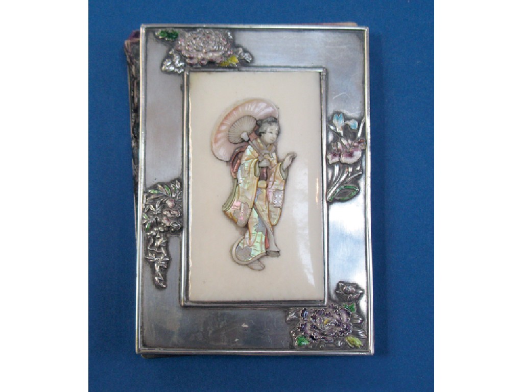 Appraisal: A JAPANESE SILVER AND ENAMEL CARD CASE set with an