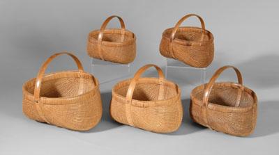 Appraisal: Five Shelton sisters baskets important and rare assembled set finely