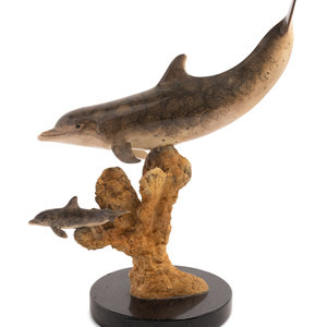 Appraisal: Robert Wyland American b Dolphin and Calf bronze numbered signed