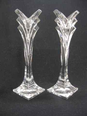 Appraisal: Pair of Val St Lambert Crystal Candlesticks '' excellent