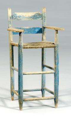 Appraisal: Southern blue-painted highchair mixed woods with oak split seat and