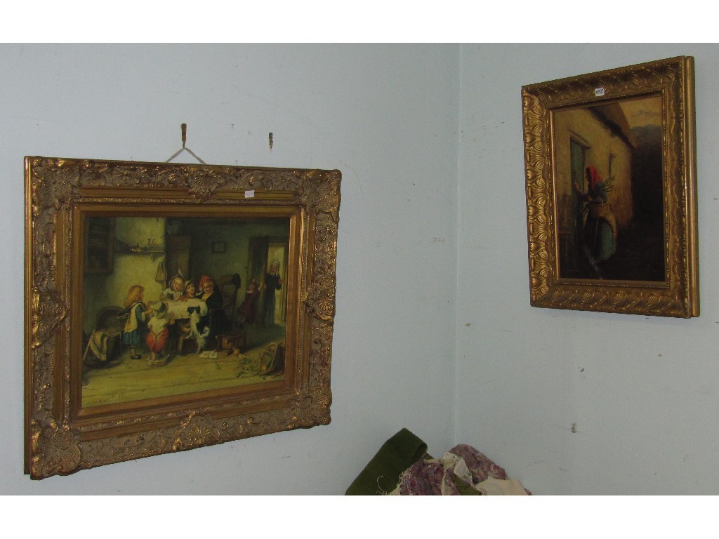 Appraisal: Pair of continental gilt framed oils on canvas