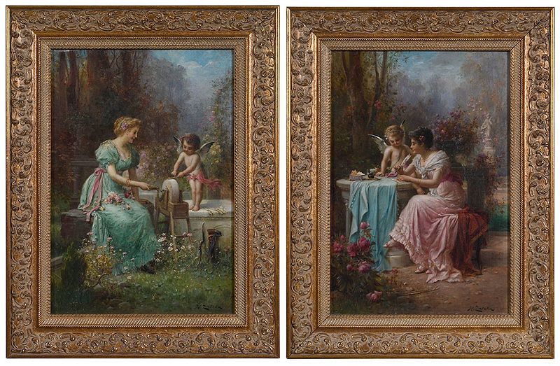 Appraisal: Hans Zatzka Austrian - Two Allegories of Love Fashioning Love's