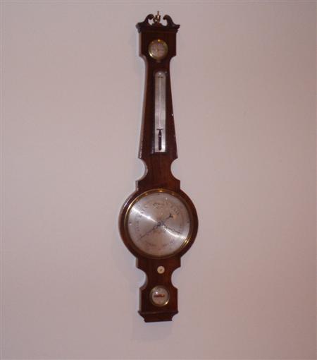 Appraisal: A William IV rosewood wheel barometer with boxwood stringing silver