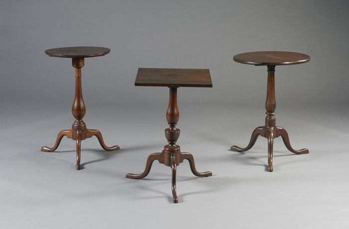 Appraisal: AMERICAN QUEEN ANNE CHERRY TILT-TOP CANDLESTAND The circular hinged top