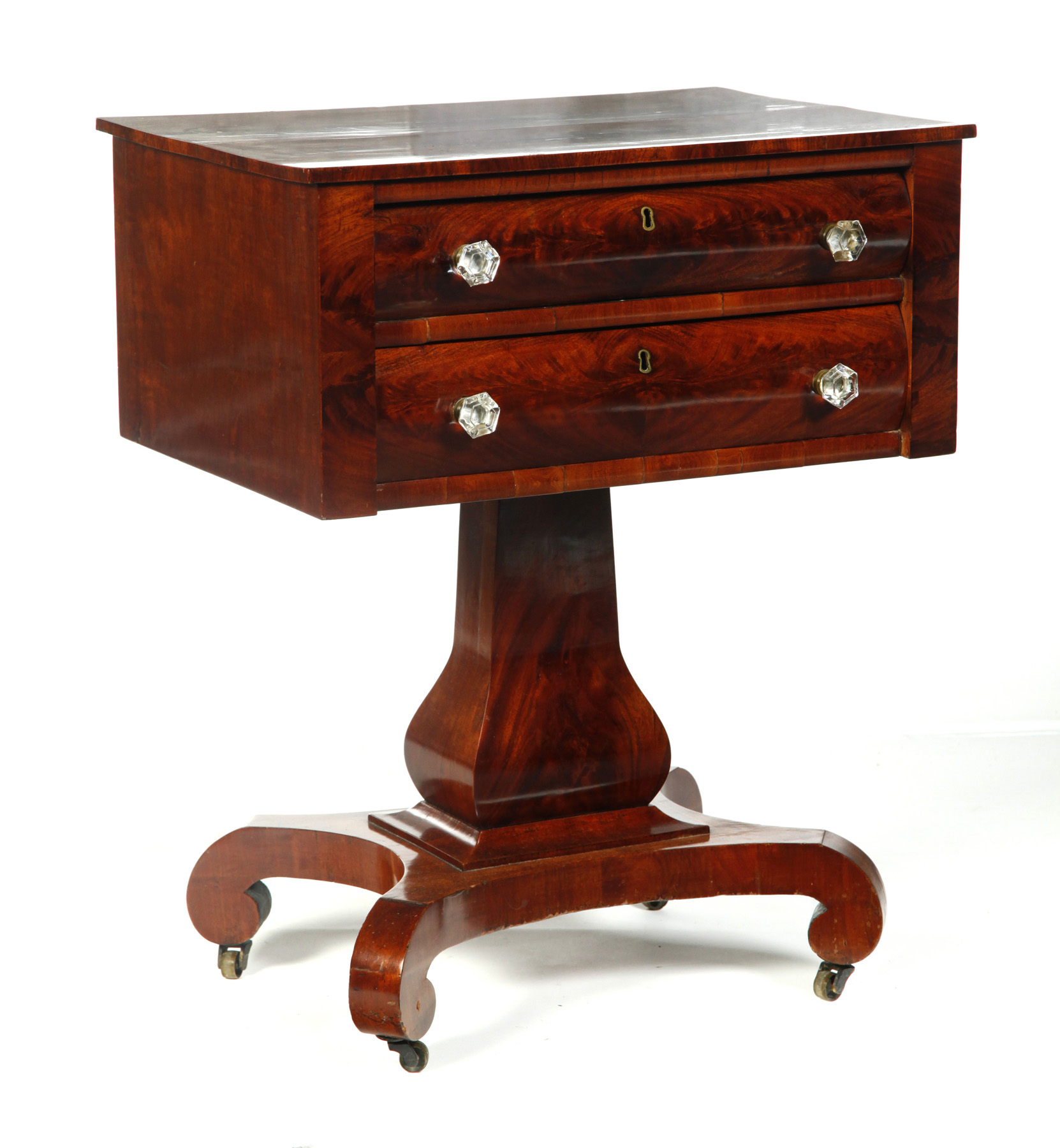 Appraisal: EMPIRE WORK TABLE American nd quarter- th century mahogany veneer