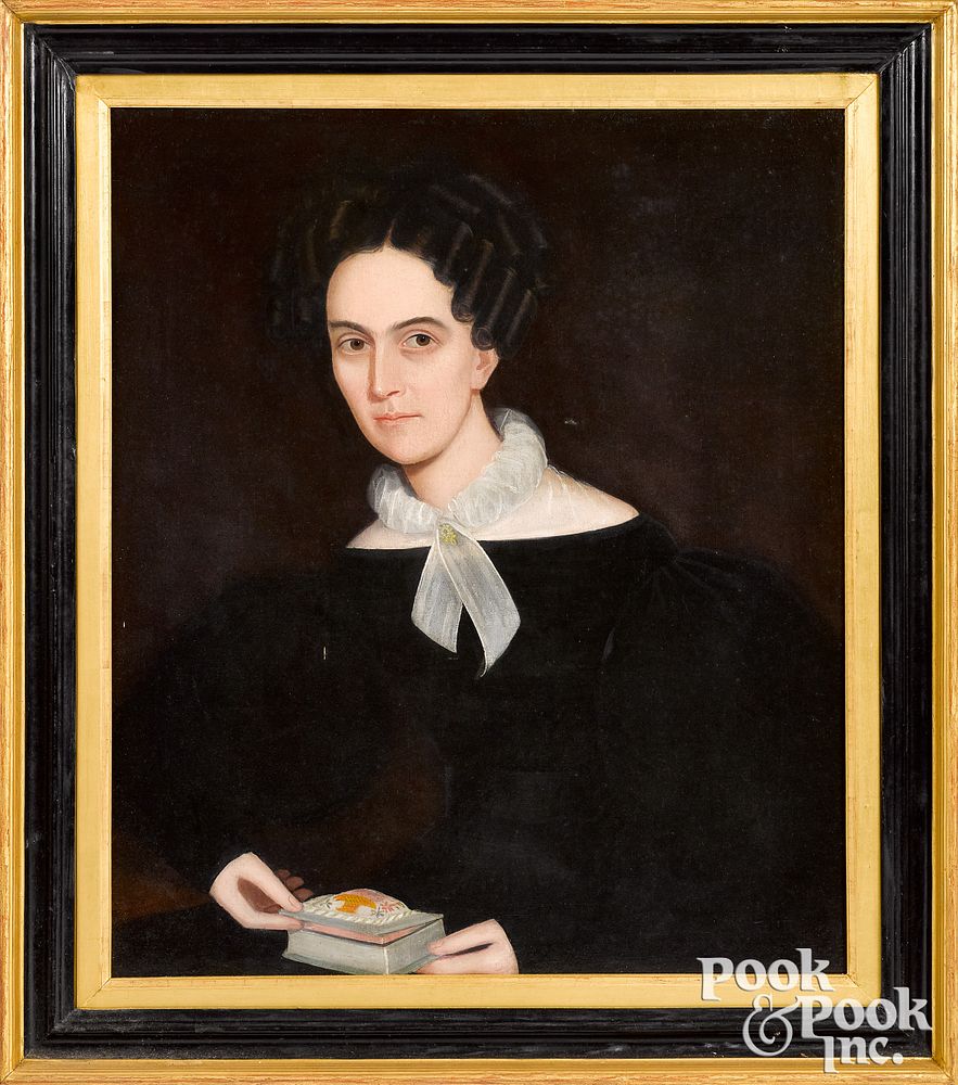 Appraisal: Ammi Phillips oil on canvas portrait Ammi Phillips American -