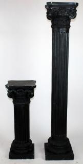 Appraisal: Companion pair of black Corinthian capped columns Companion pair of