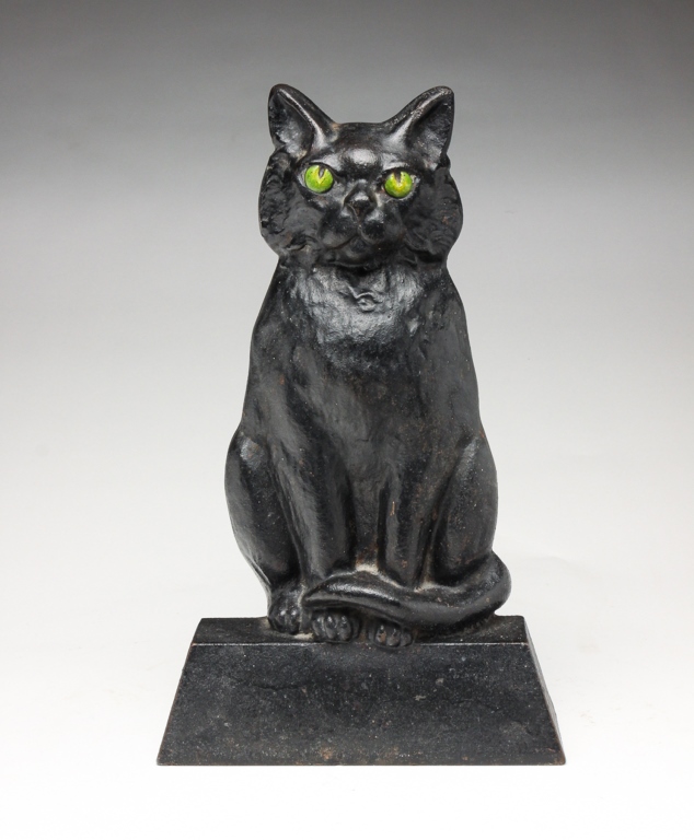 Appraisal: First quarter th century cast iron Black cat with green