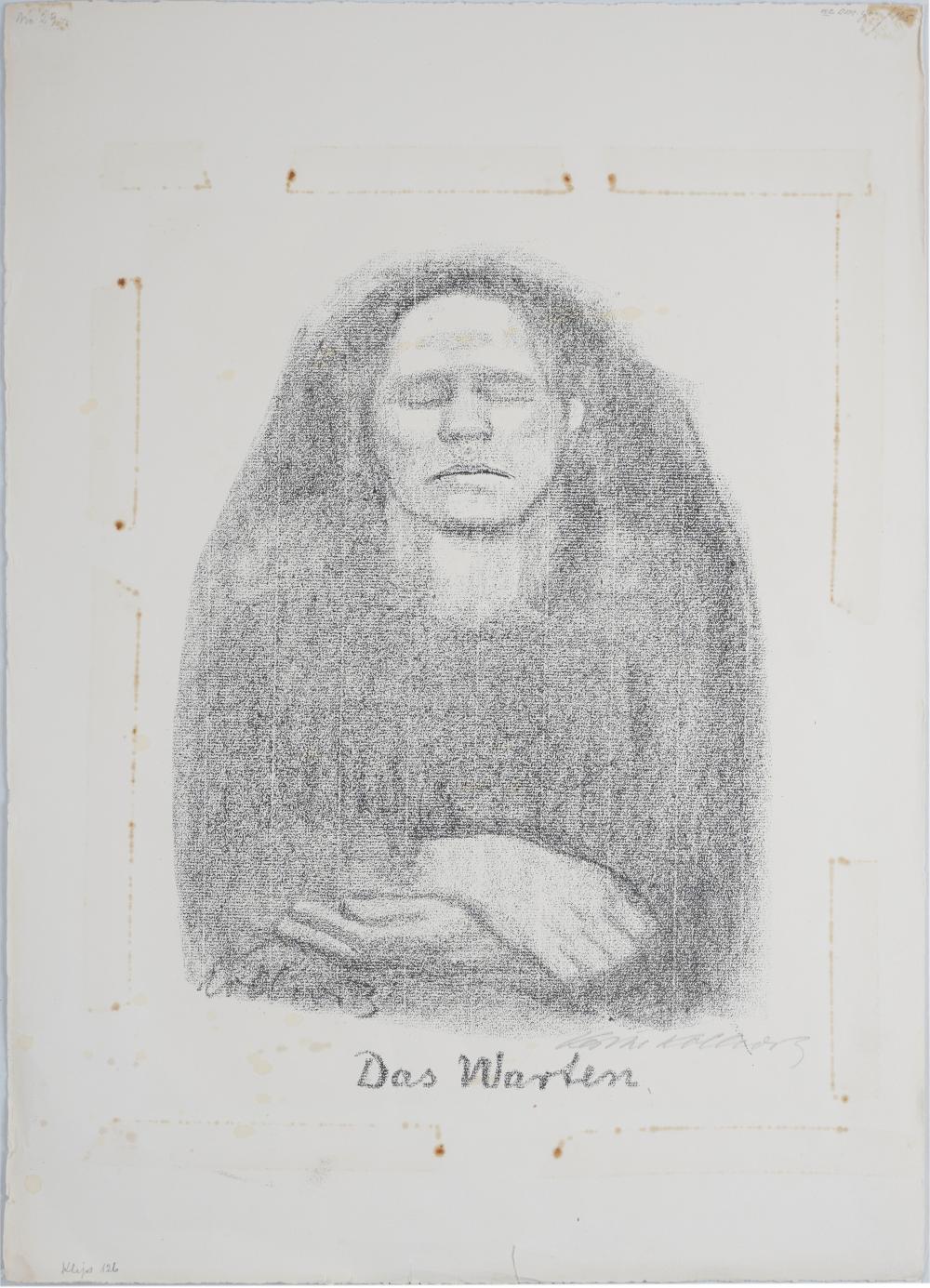 Appraisal: KATHE KOLLWITZ - DAS WARTEN lithograph signed in pencil lower