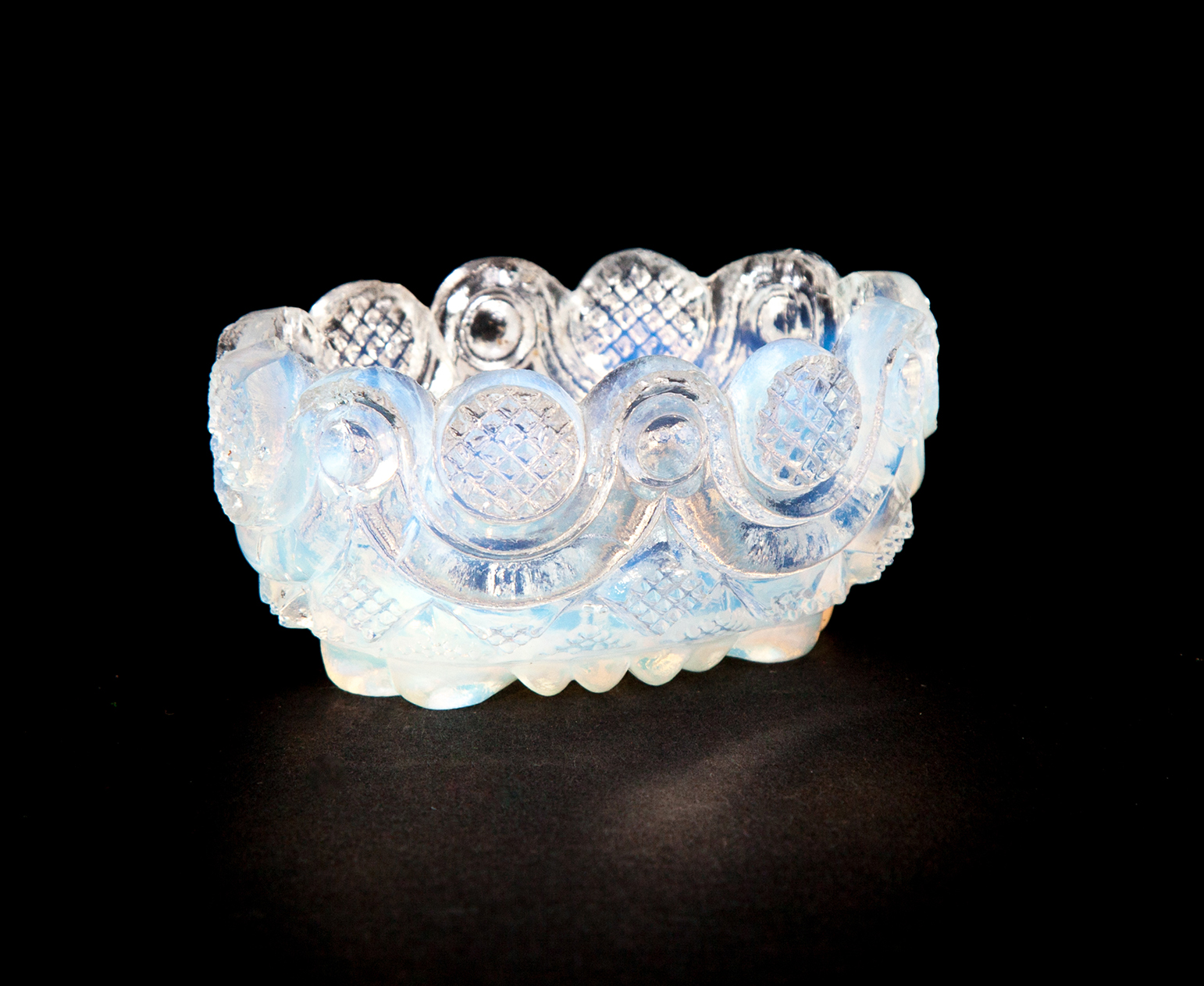 Appraisal: AMERICAN LACY GLASS SALT Boston Sandwich nd quarter- th century