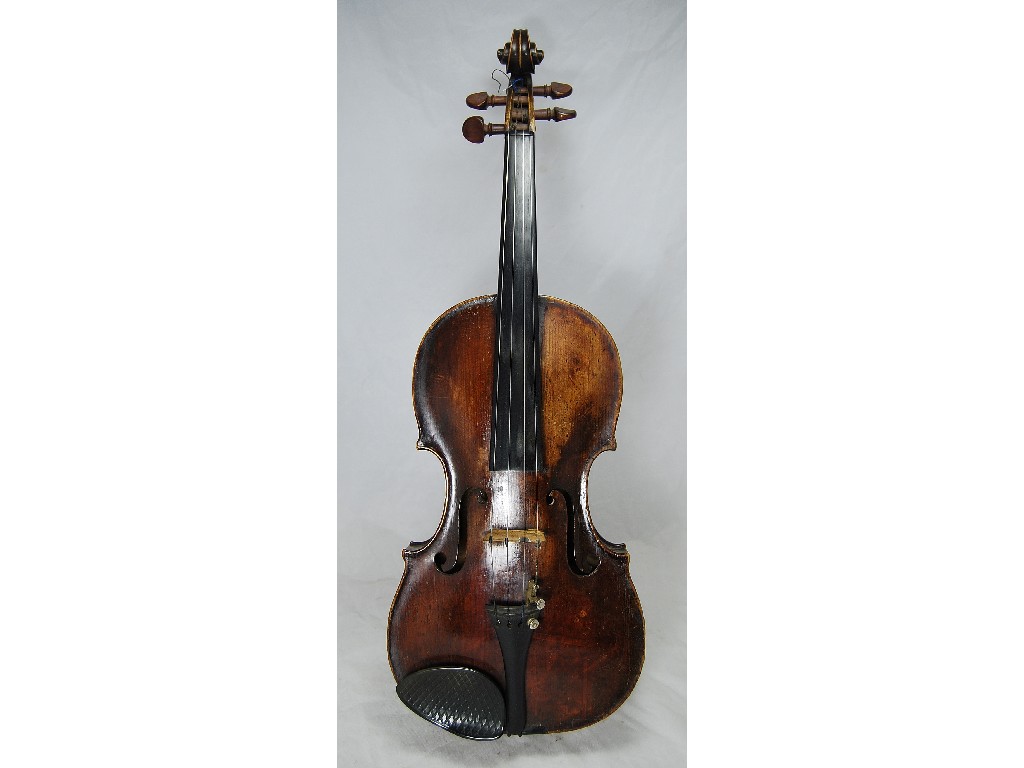 Appraisal: A violin after Jacob Stainer with two-piece flame back sides