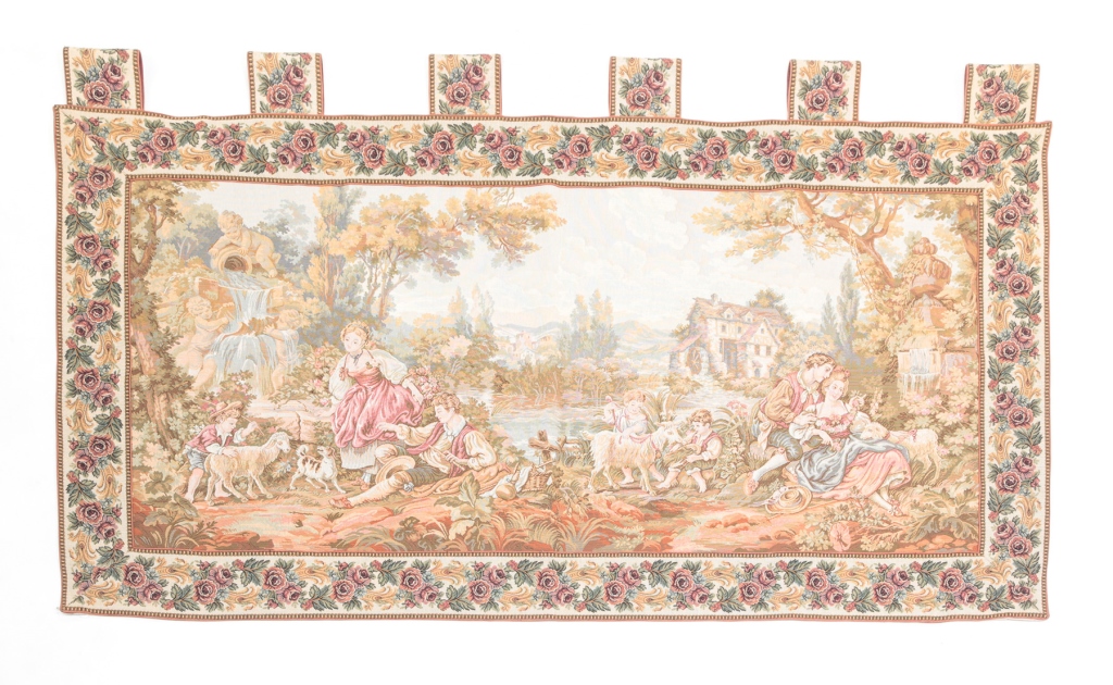 Appraisal: Twentieth century Wall hanging romantic scene tapestry w h excluding