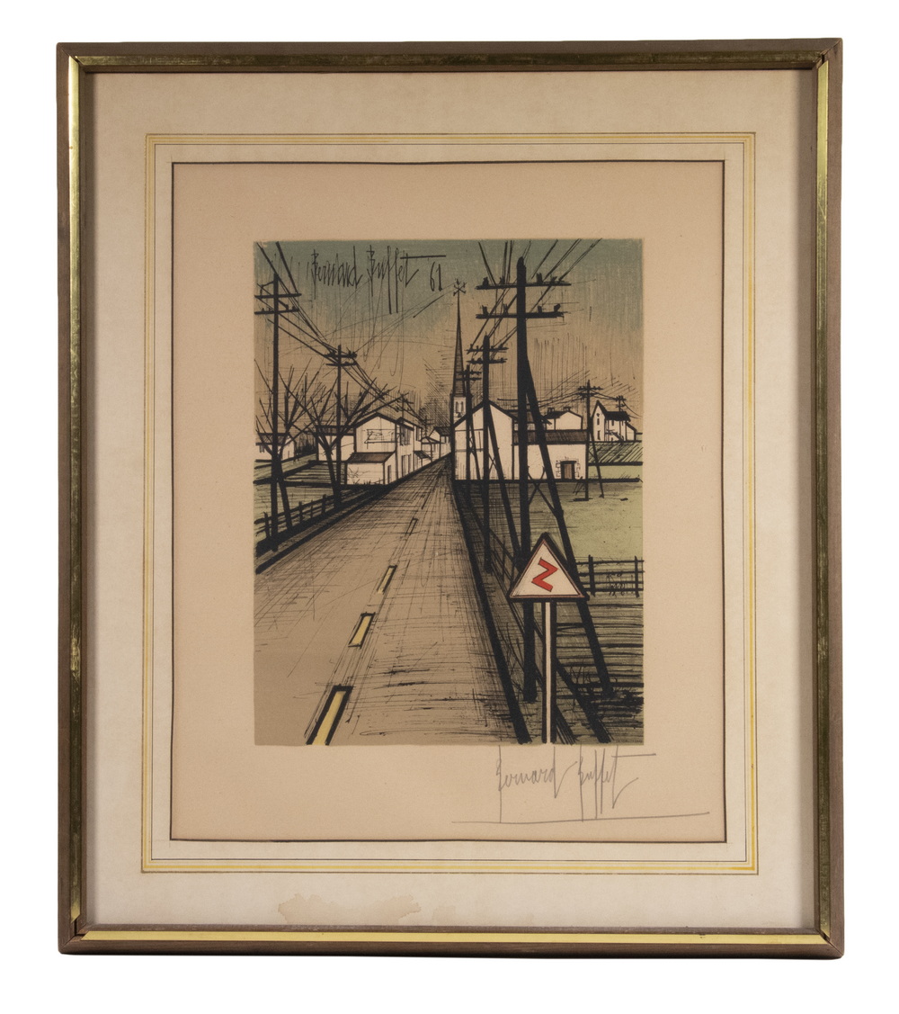 Appraisal: BERNARD BUFFET FRANCE - La Route color lithograph on wove