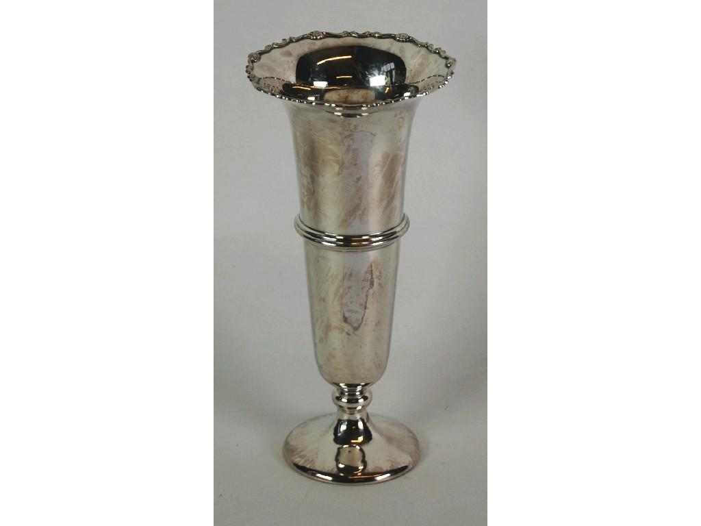 Appraisal: GEORGE V SILVER PEDESTAL TRUMPET VASE with moulded girdle and