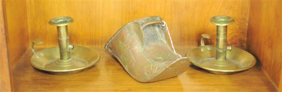 Appraisal: th C copper shoe form stirrup with figural decoration ''