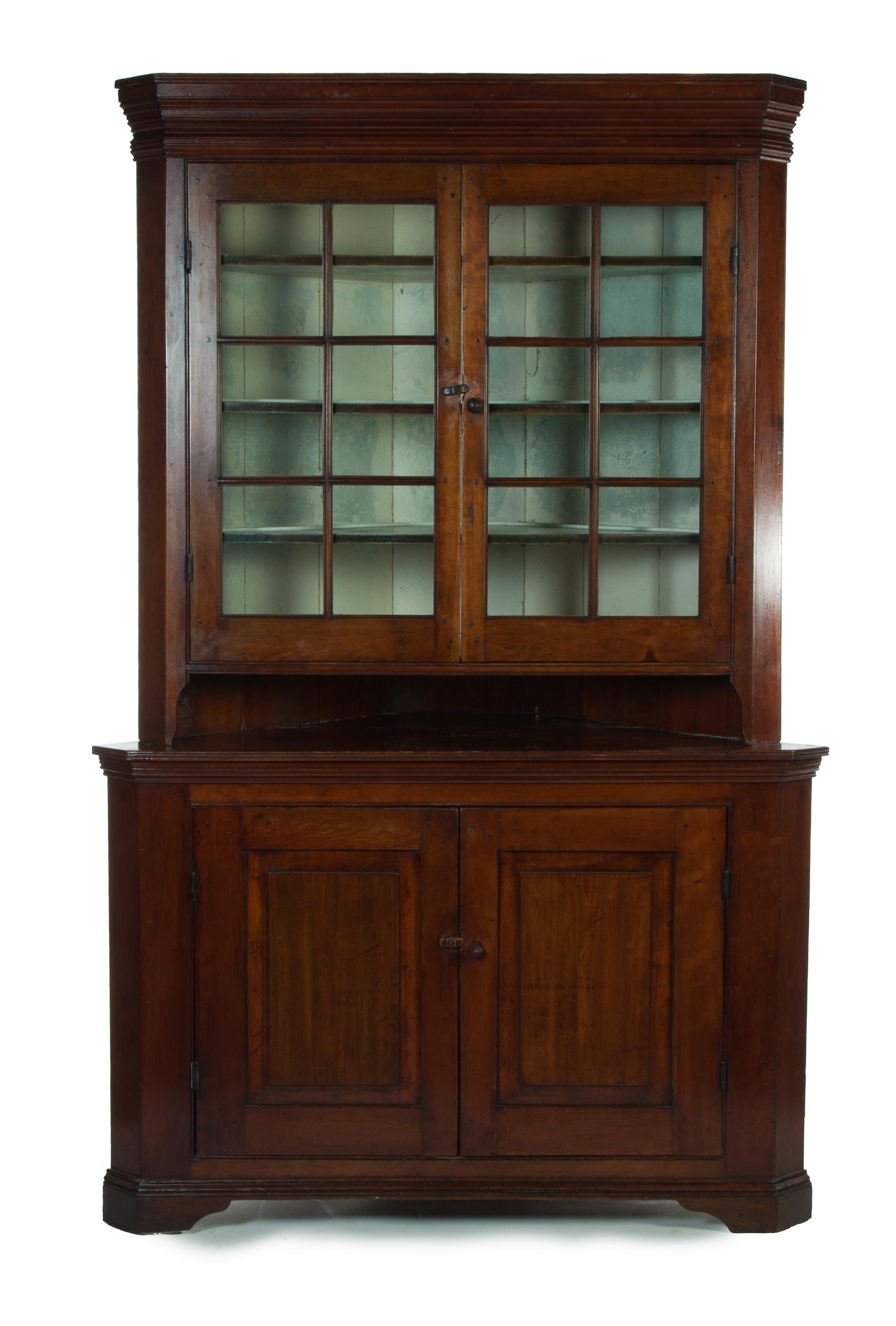 Appraisal: AMERICAN CORNER CUPBOARD Ca - cherry with poplar secondary wood