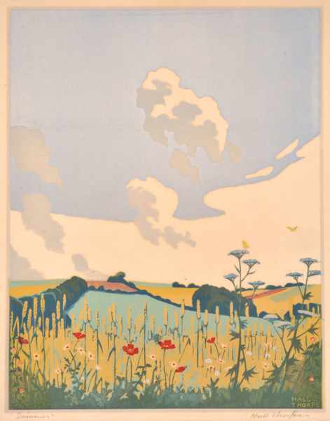 Appraisal: HALL THORPE - Summer woodblock x cm