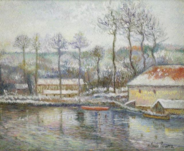 Appraisal: PISSARRO H Claude Oil on Canvas Bords de Seinea Villeneuve