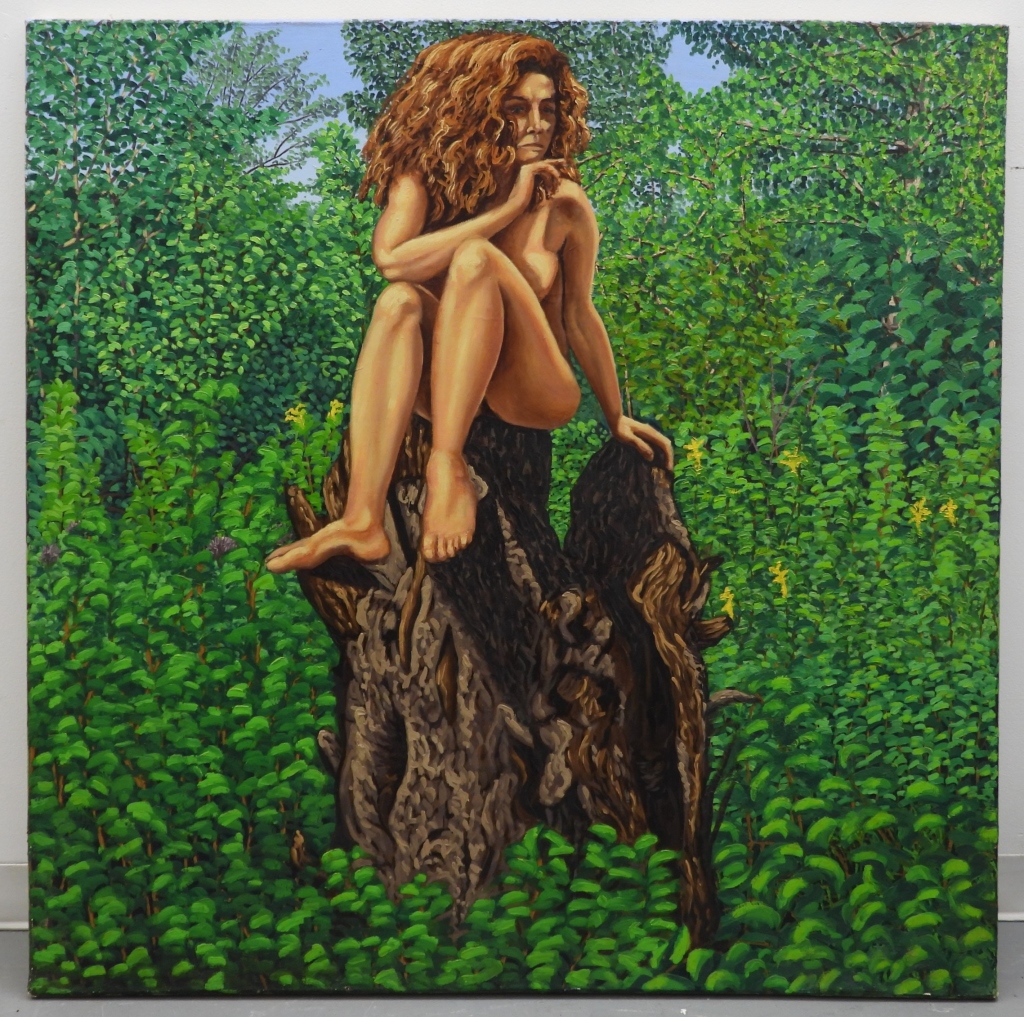 Appraisal: JOHN F CHAMBERS FEMALE NUDE LUSH OUTDOOR PAINTING United States