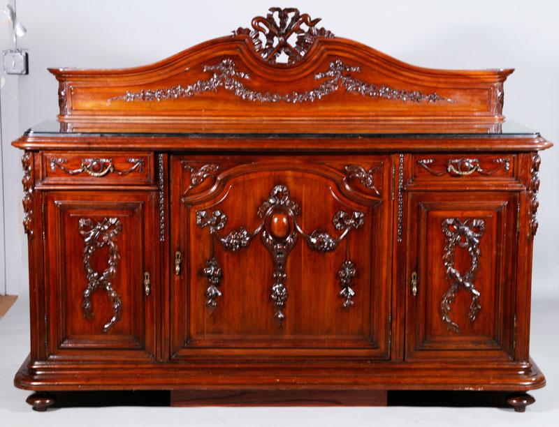 Appraisal: - Carved Marble Top Sideboard Ornately carved marble top sideboard