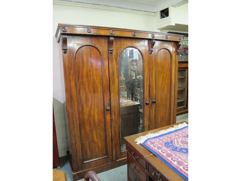 Appraisal: Victorian mahogany triple door wardrobe