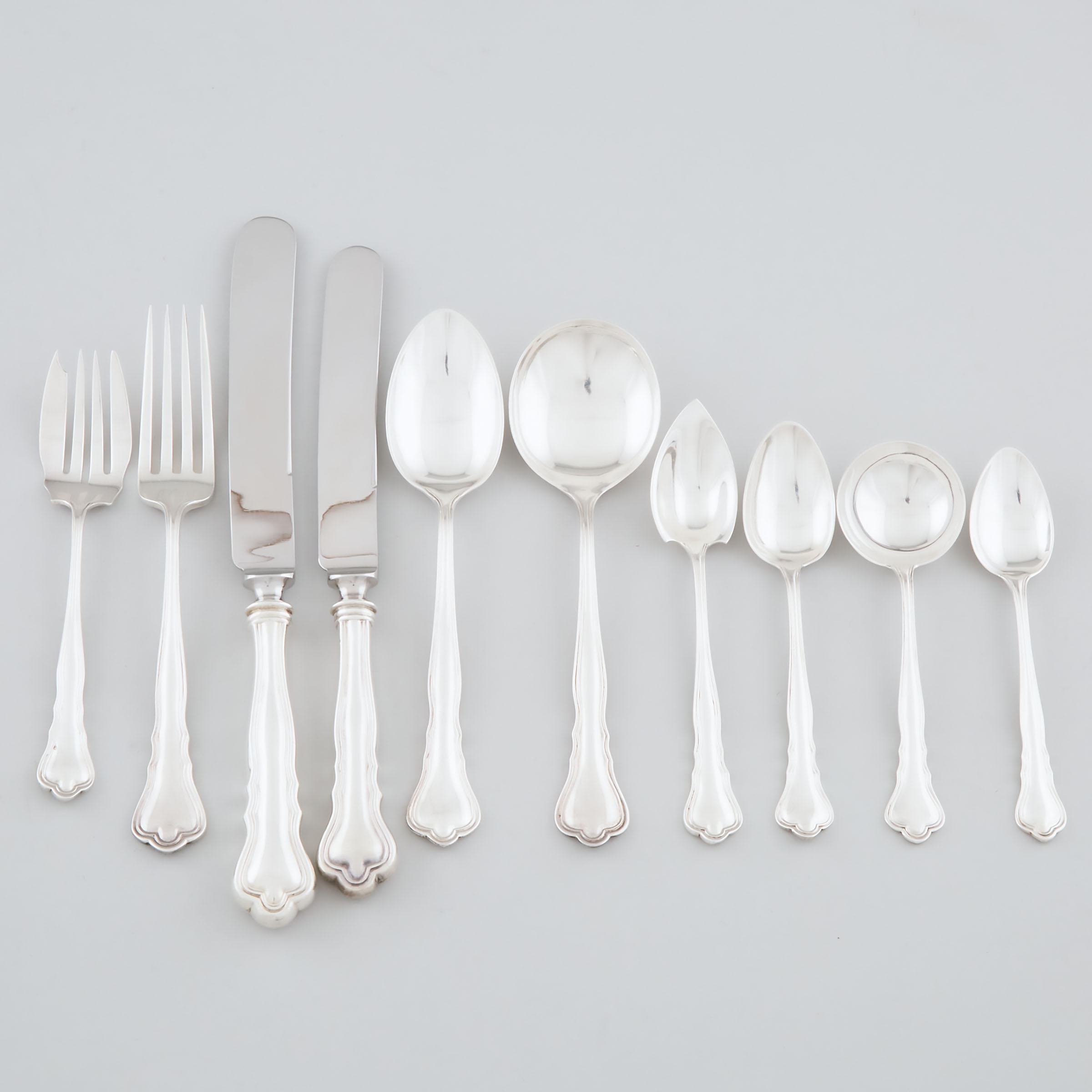 Appraisal: Canadian Silver 'Chippendale' Pattern Flatware Service P W Ellis Co