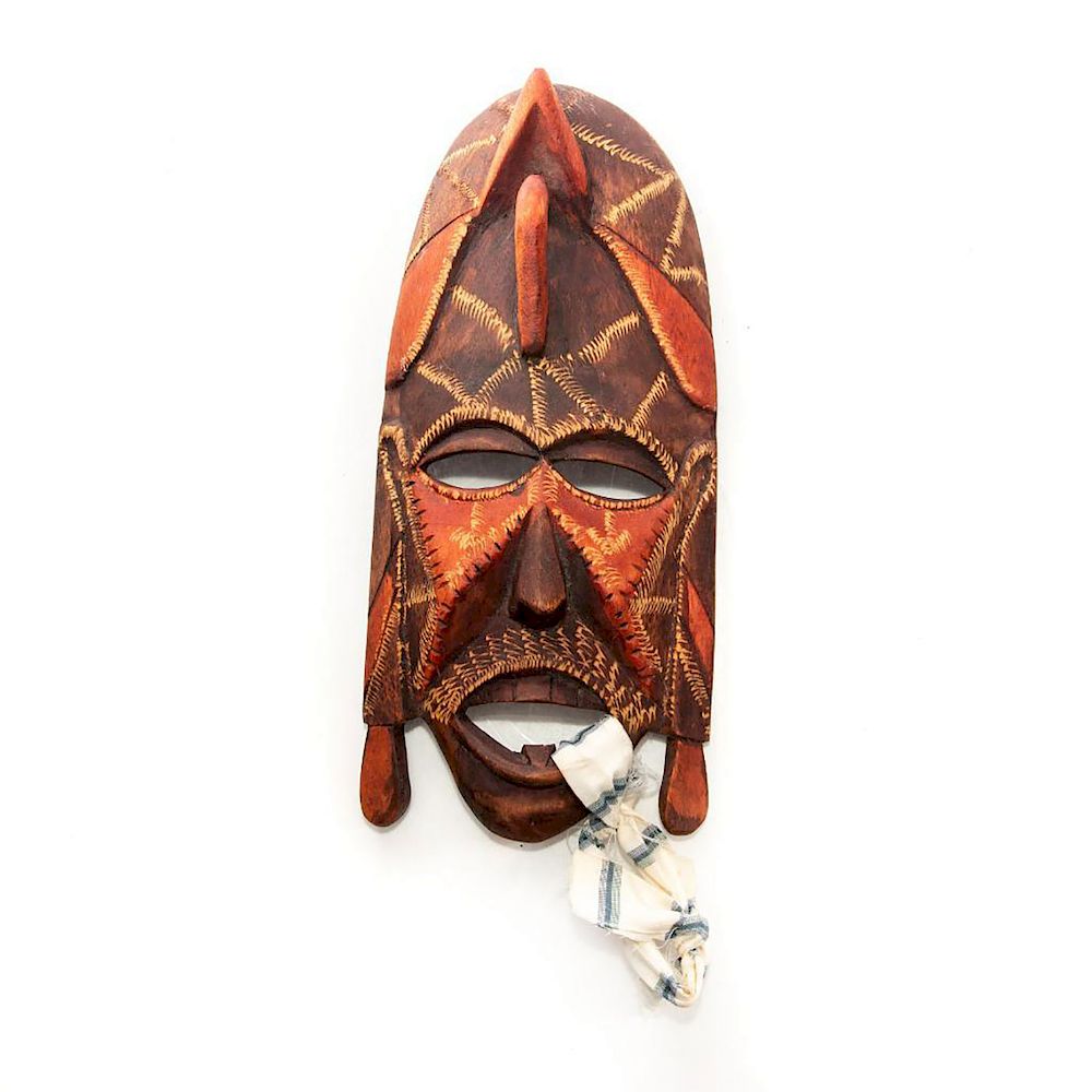 Appraisal: VINTAGE HANDCRAFTED AFRICAN WOODEN MASK Hand carved and handpainted piece