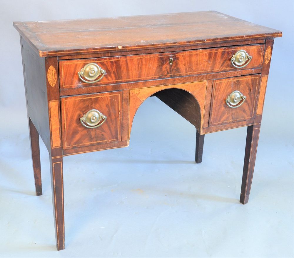 Appraisal: Continental mahogany inlaid server one drawer over two drawers ht