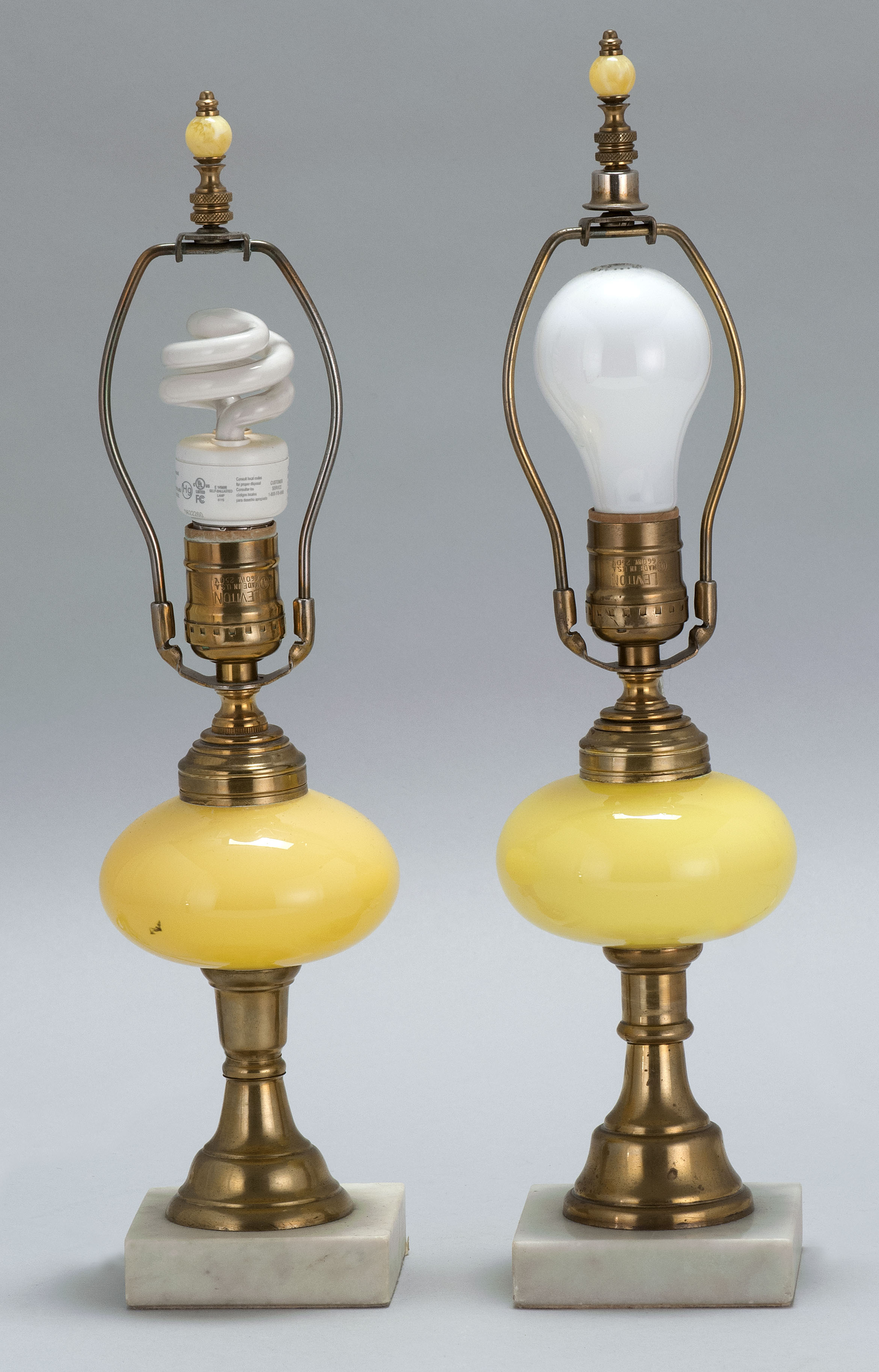 Appraisal: PAIR OF FLUID LAMPS MOUNTED AS TABLE LAMPS Second Half