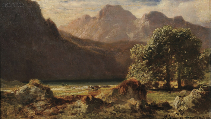 Appraisal: August Albert Zimmermann German - Mountain View by a Lake