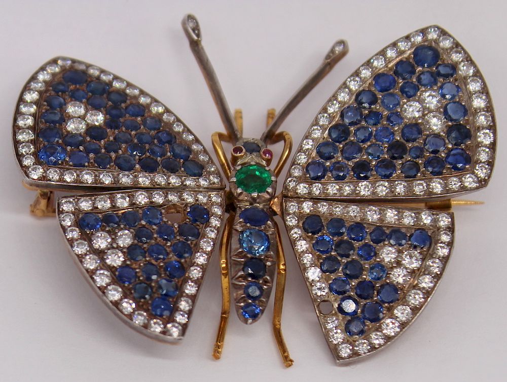 Appraisal: JEWELRY Antique en Tremblant Butterfly Brooch Antique en tremblant silver-topped