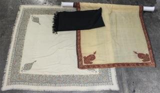 Appraisal: Two Indian Silk Embroidered Wool Shawls Dimensions of larger approximately