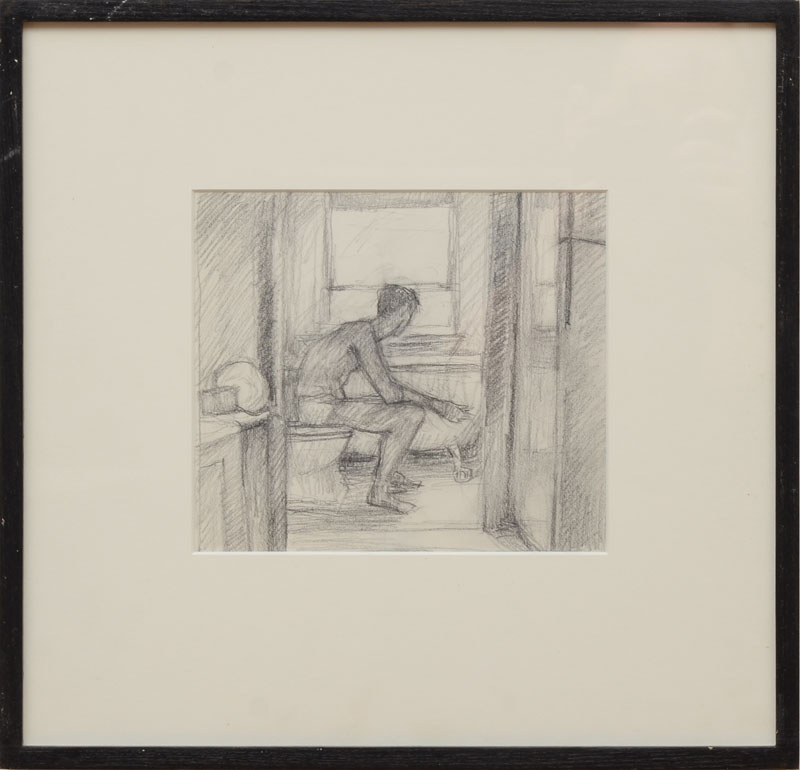 Appraisal: HUGH STEERS - SEATED FIGURE Pencil on paper dated and