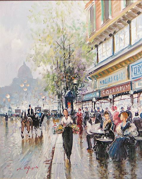 Appraisal: S D'Angelo th Century A Paris street scene signed 'S