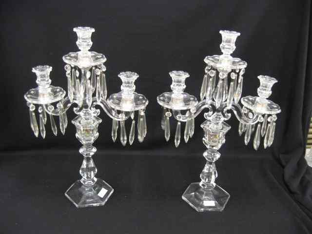 Appraisal: Pair of Heisey Colonial Glass Candelabra triple sconce convertible to